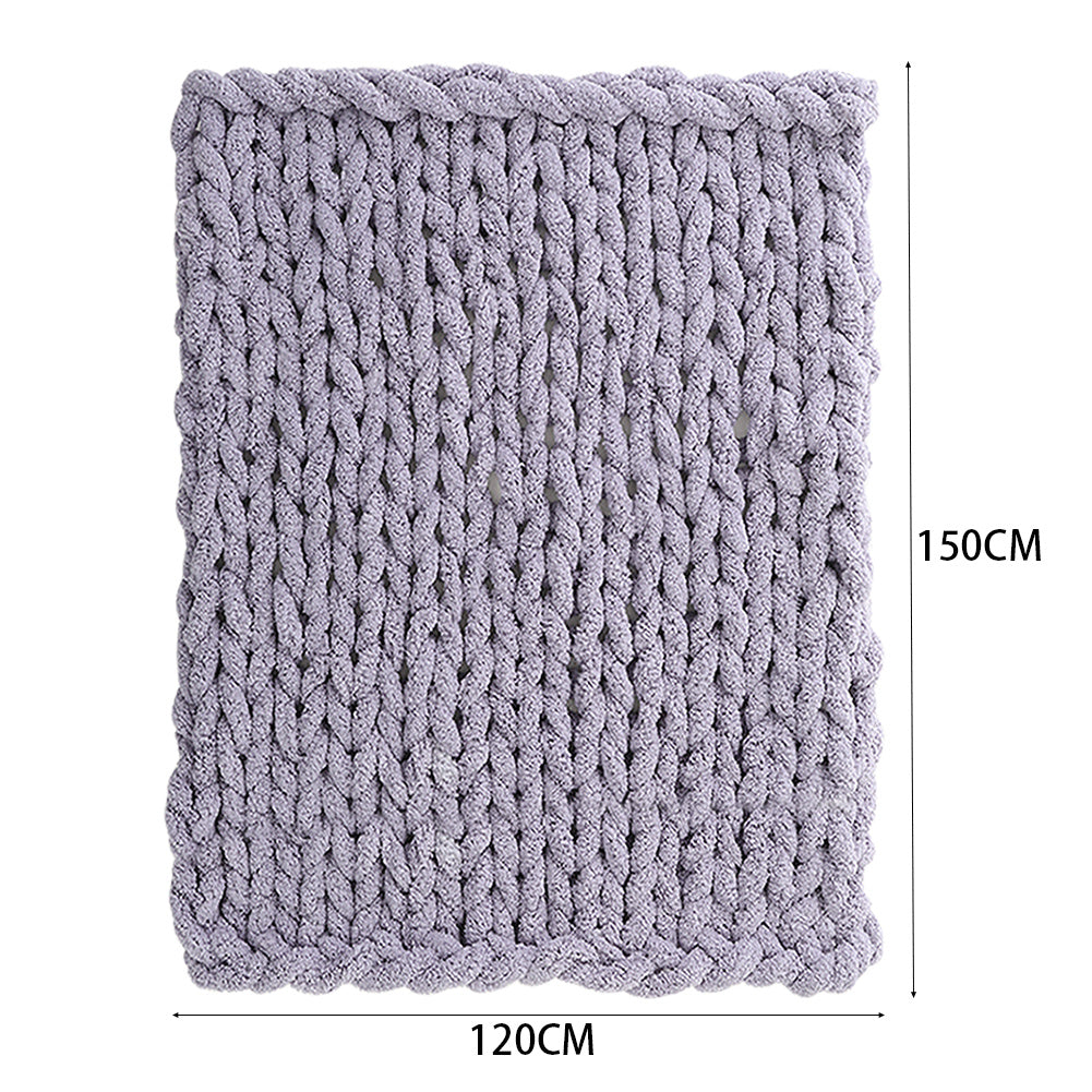 120x150CM Hand Woven Chenille Blanket for Couch and Bed,Grey