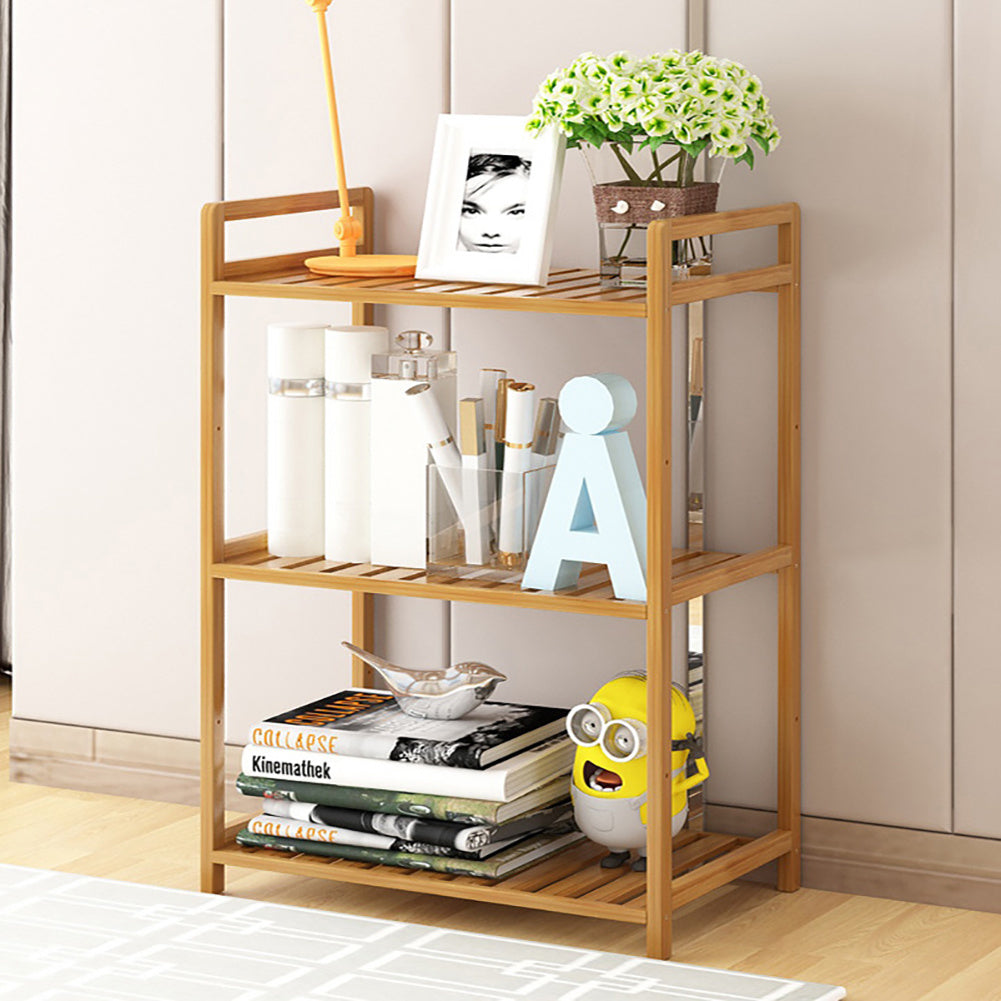 3 Tier Wood Minimalist Tiered Bamboo Bookshelf Storage Stand Plant