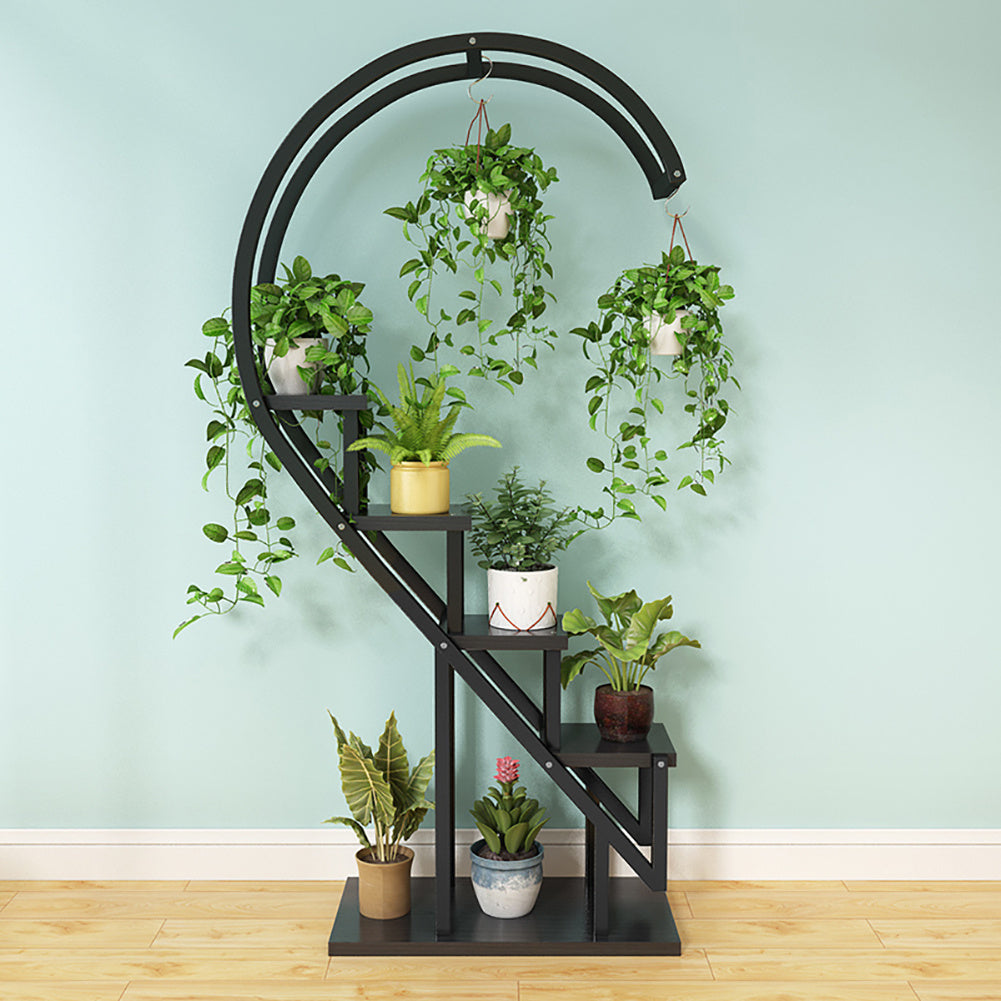 Garden Half Heart Ladder Plant Stand, Black