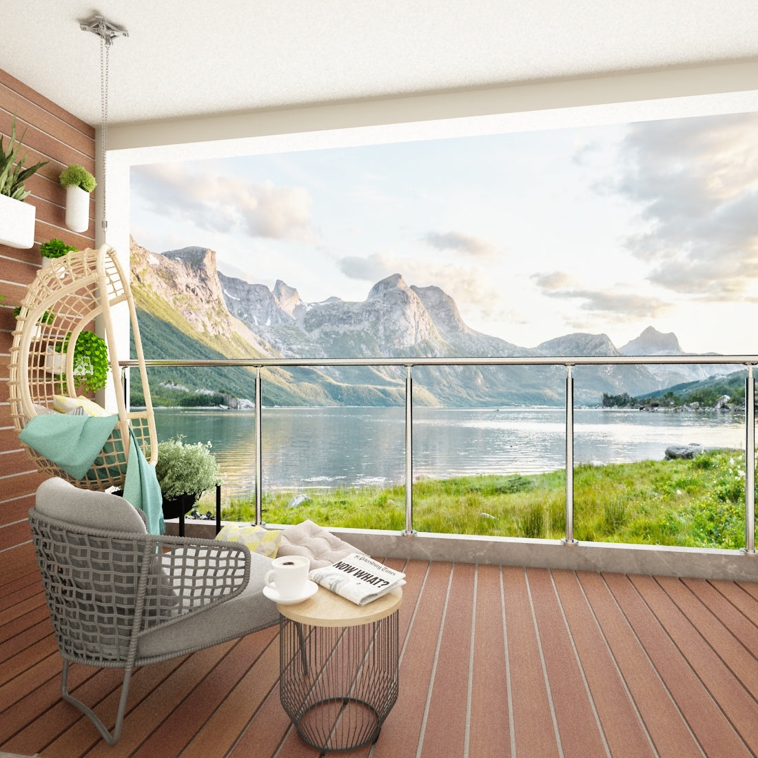 240CM Handrail Stainless Steel Balustrade With 3 Crossbars