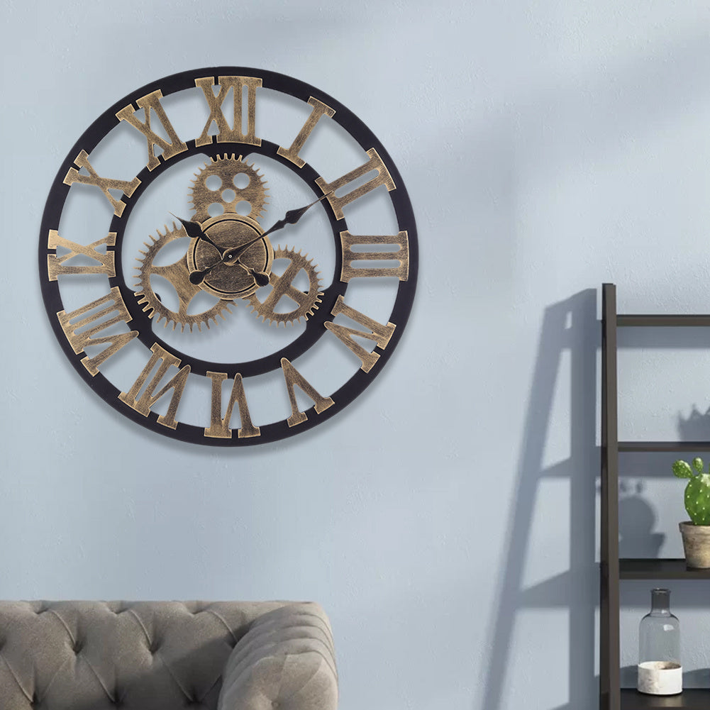 Gold 58cm Industrial Large Retro Silent Wall Clock