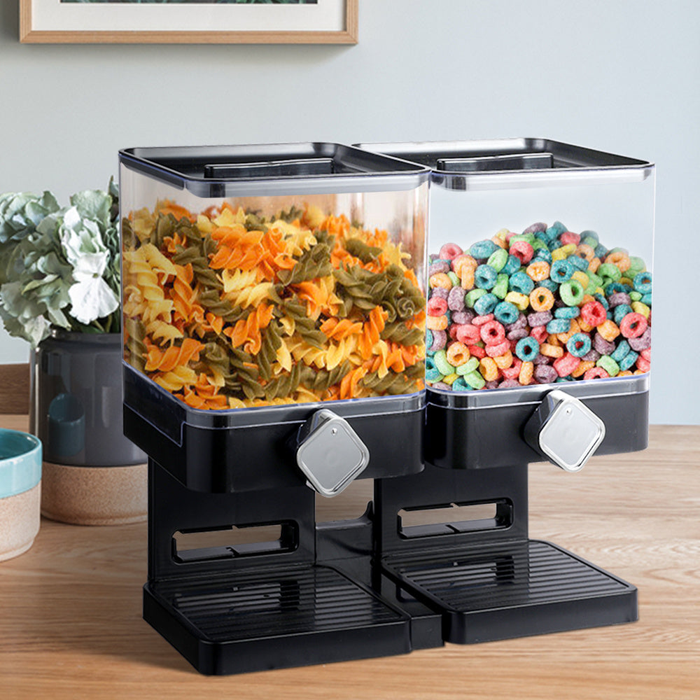 Black Double Square Cereal Dispenser