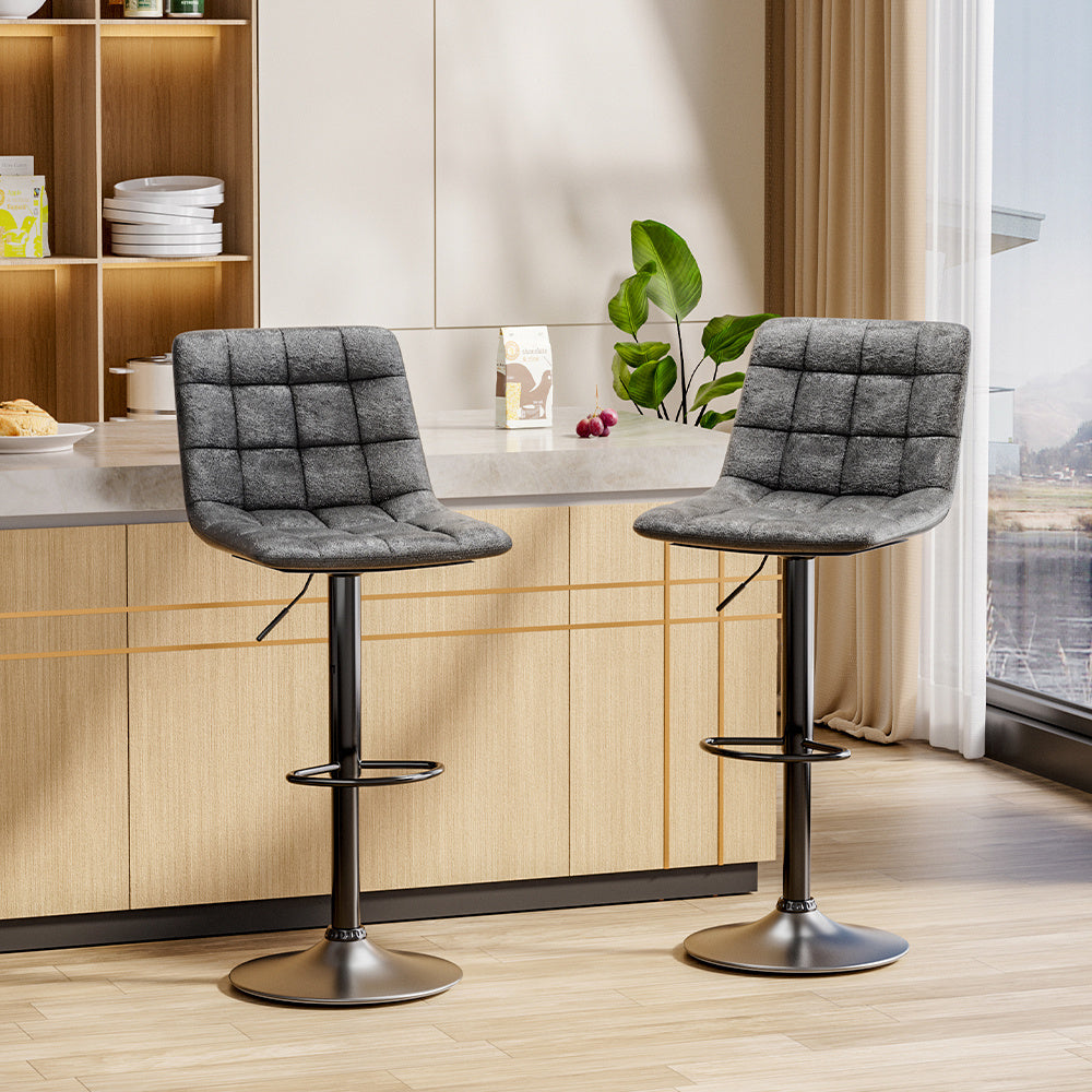 2Pcs Gas Lift Upholstered Swivel Bar Stools