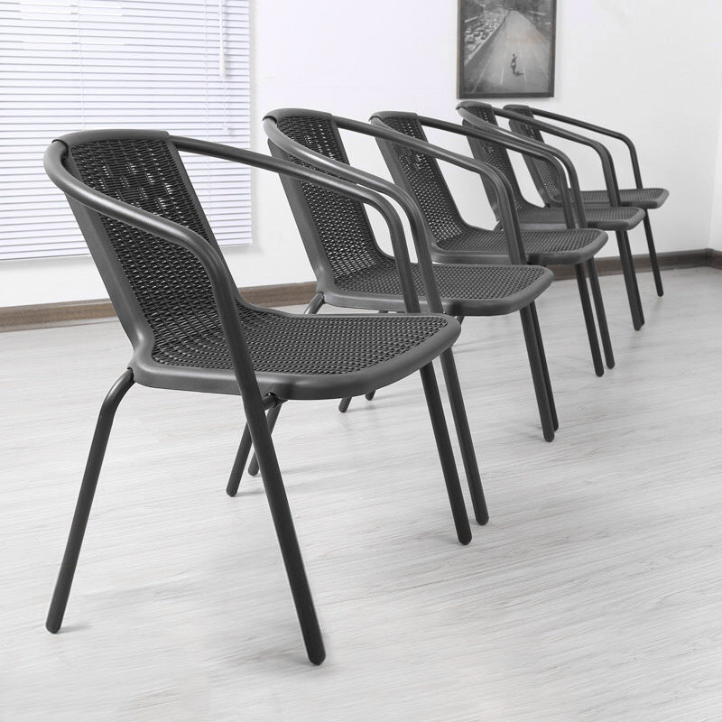 Outdoor Patio Metal Coffee Wicker Dining Chairs Set of 4 Black