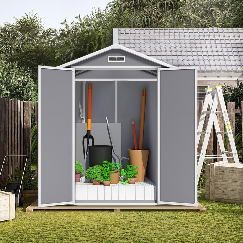 Grey Plastic Outdoor Garden Storage Shed with Deadbolt