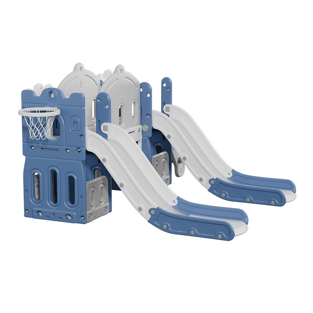 Blue Toddler Indoor Outdoor Toddler Two Slides Playset