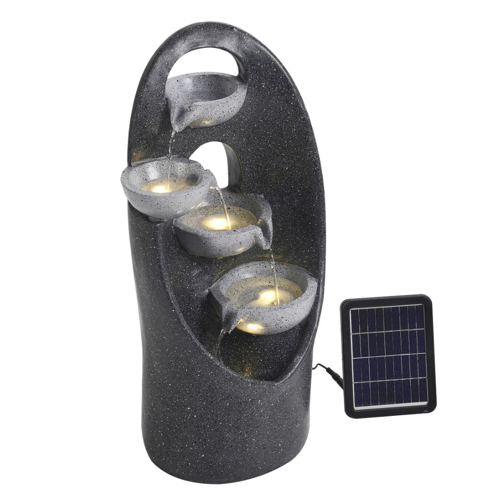 Grey 4 Tier Bowl Fountain LED Resin Water Feature
