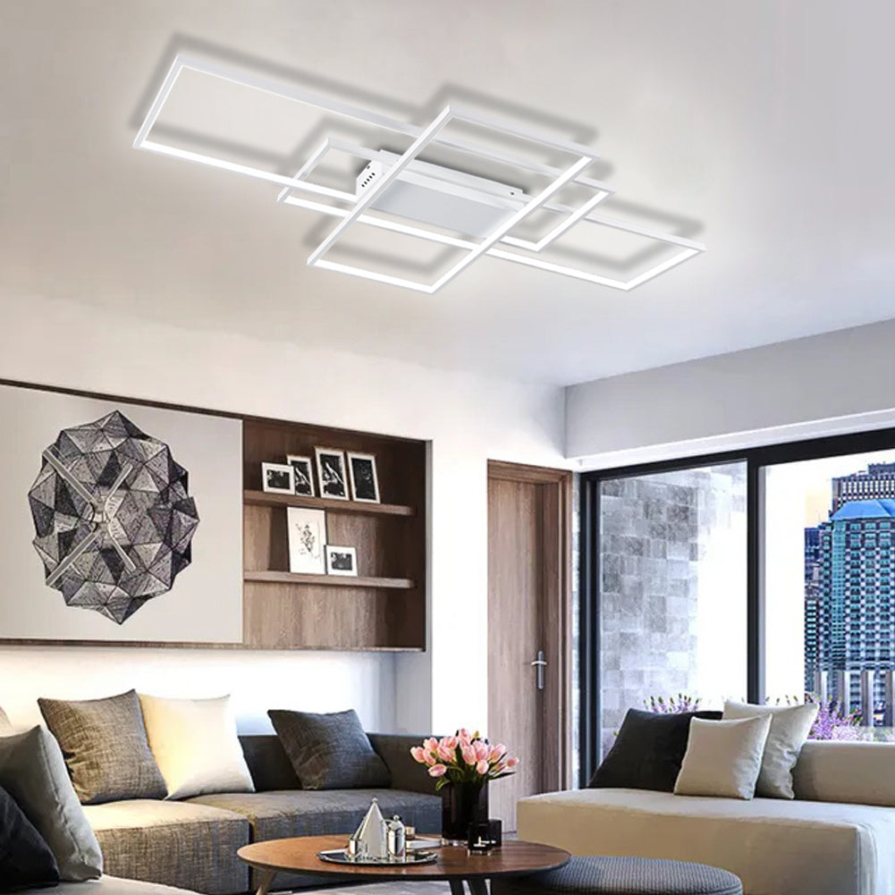 Modern Rectangle LED Chandelier Ceiling Light , 90CM Cool White