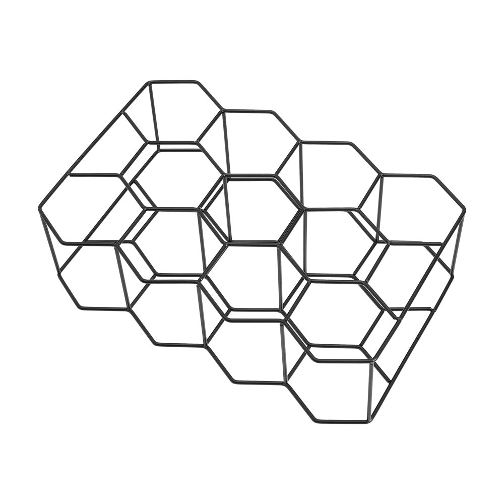 Black Metal Countertop Hexagon Wine Rack