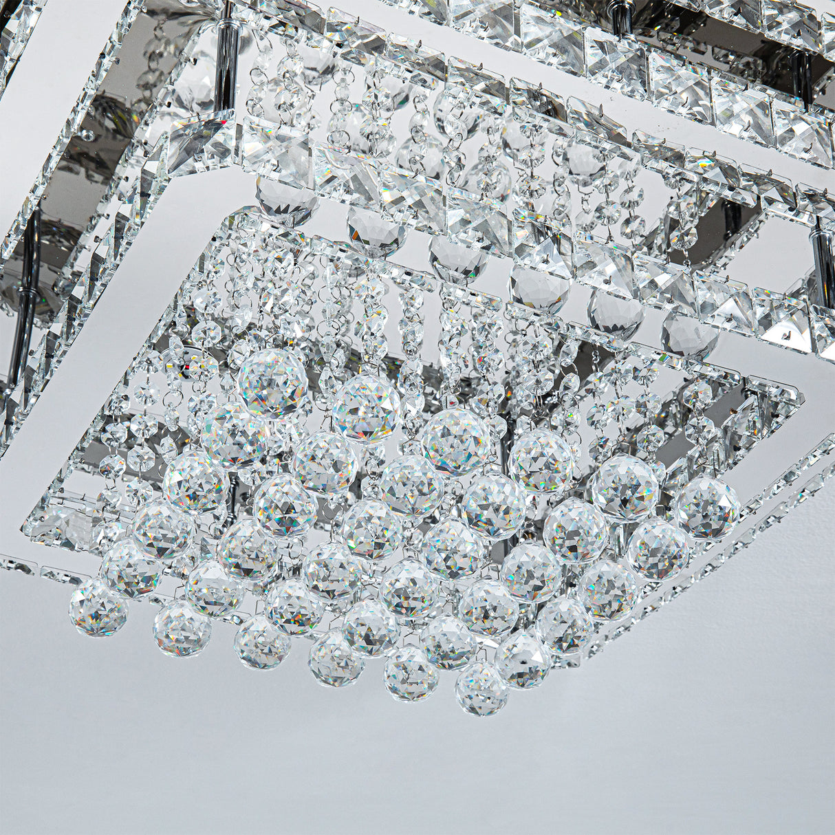 Modern Crystal LED Flush Mount Ceiling Light Fixture 60x60x20CM