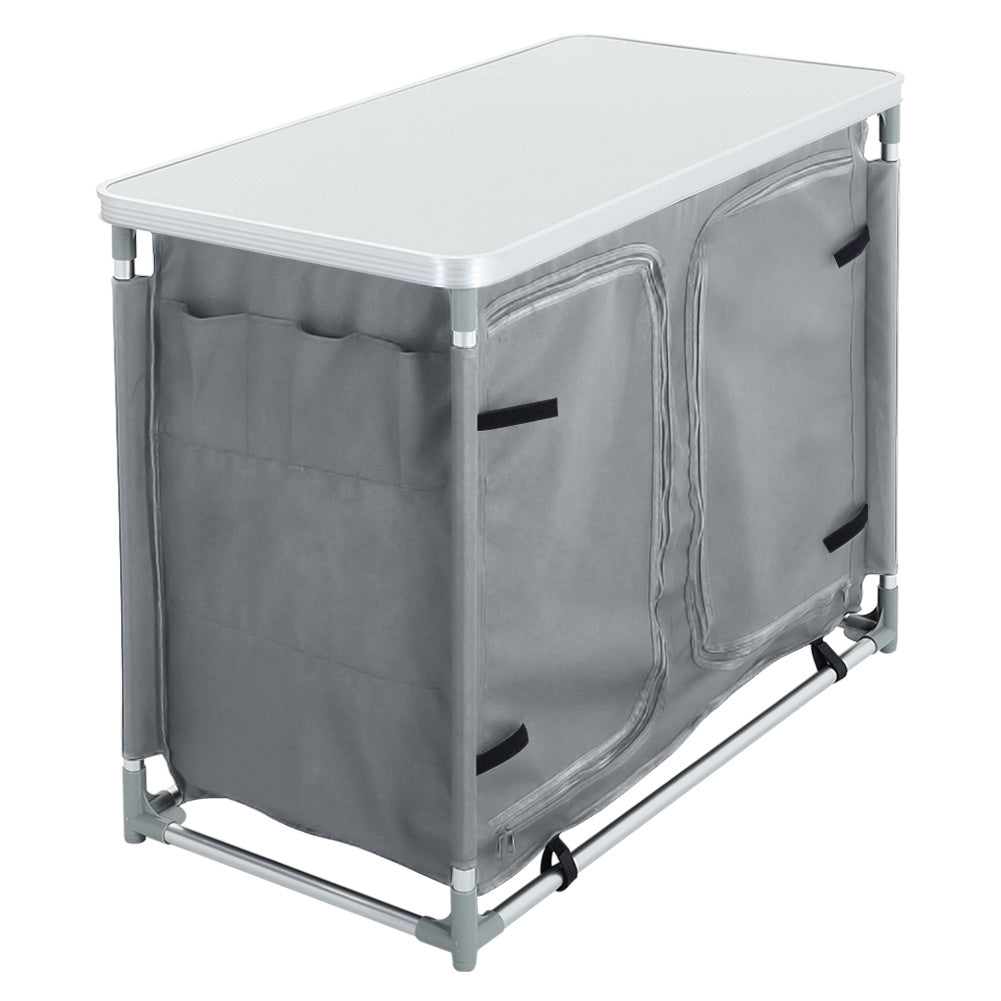 Large Camping Kitchen Cook Table Stand for Outdoor BBQ, Grey
