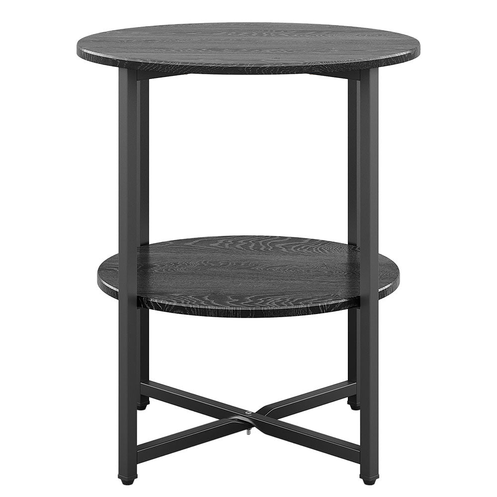 Black Small Round Coffee Table with 2 Tier