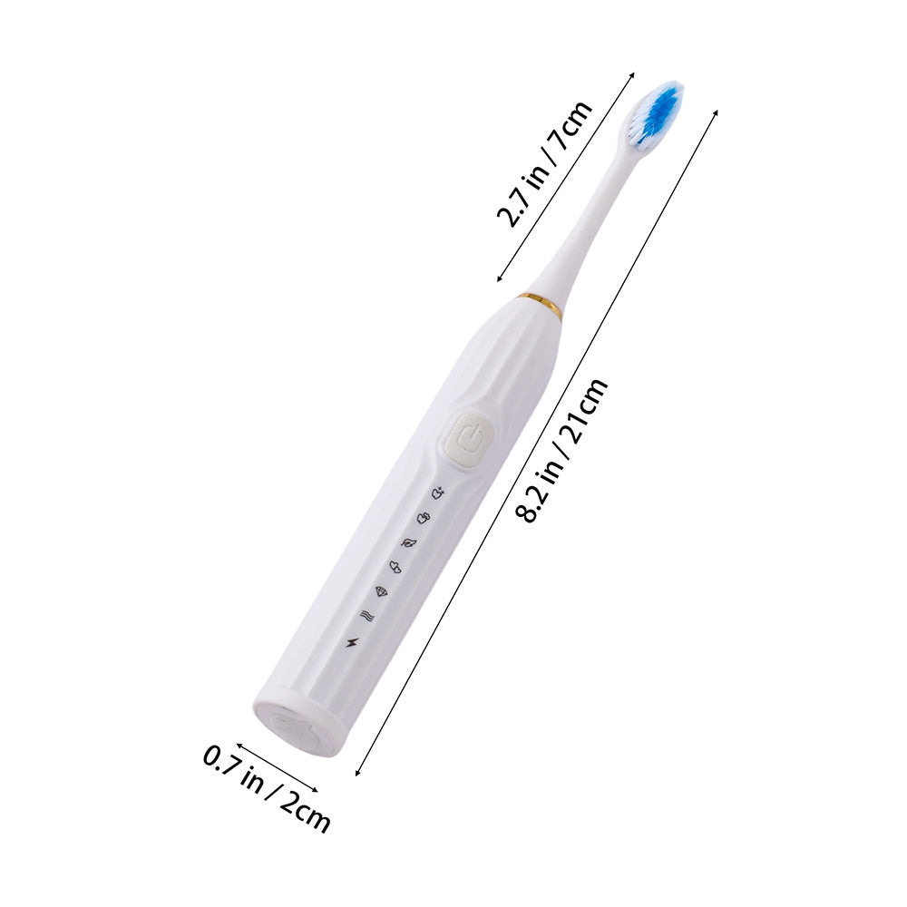 Sonic Electric Toothbrush 4 Heads USB Rechargeable White Cleaner with 4 Brush Heads