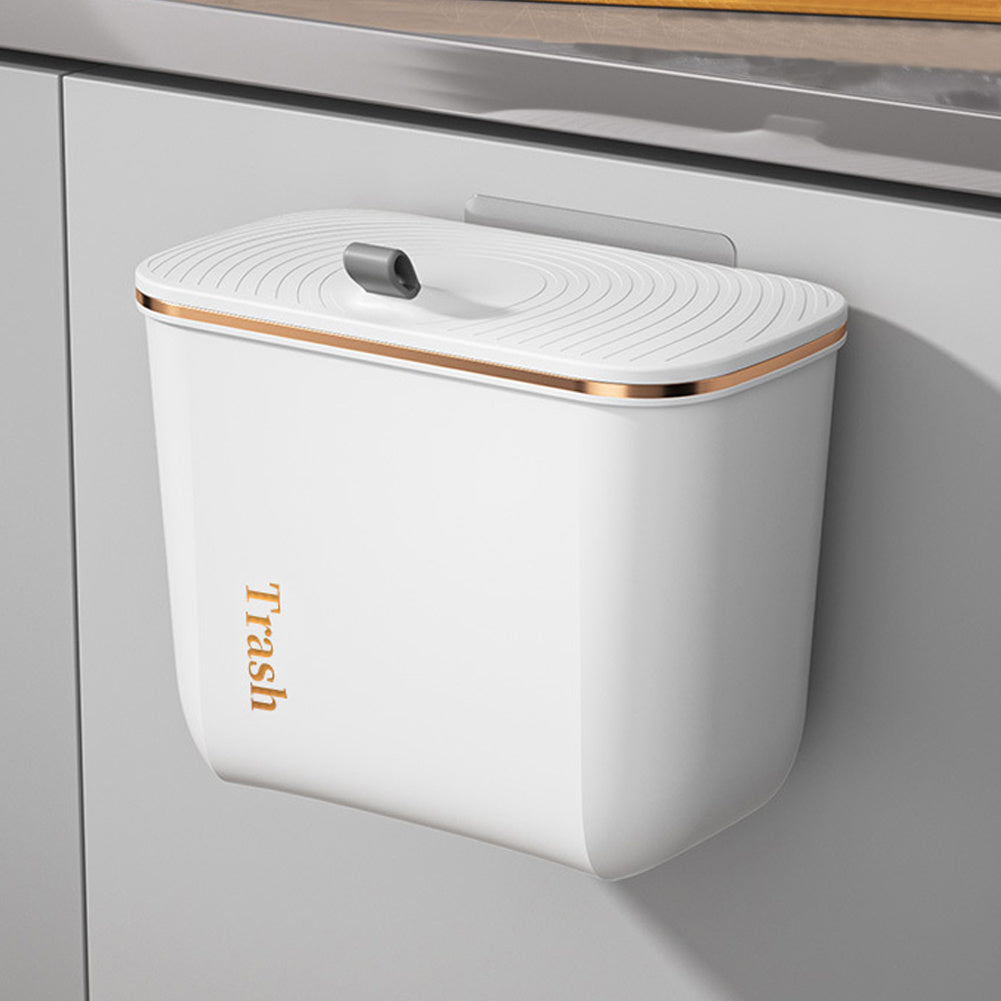 Pearl White 22cm Kitchen Bathroom Hanging Waste Bin with Lid