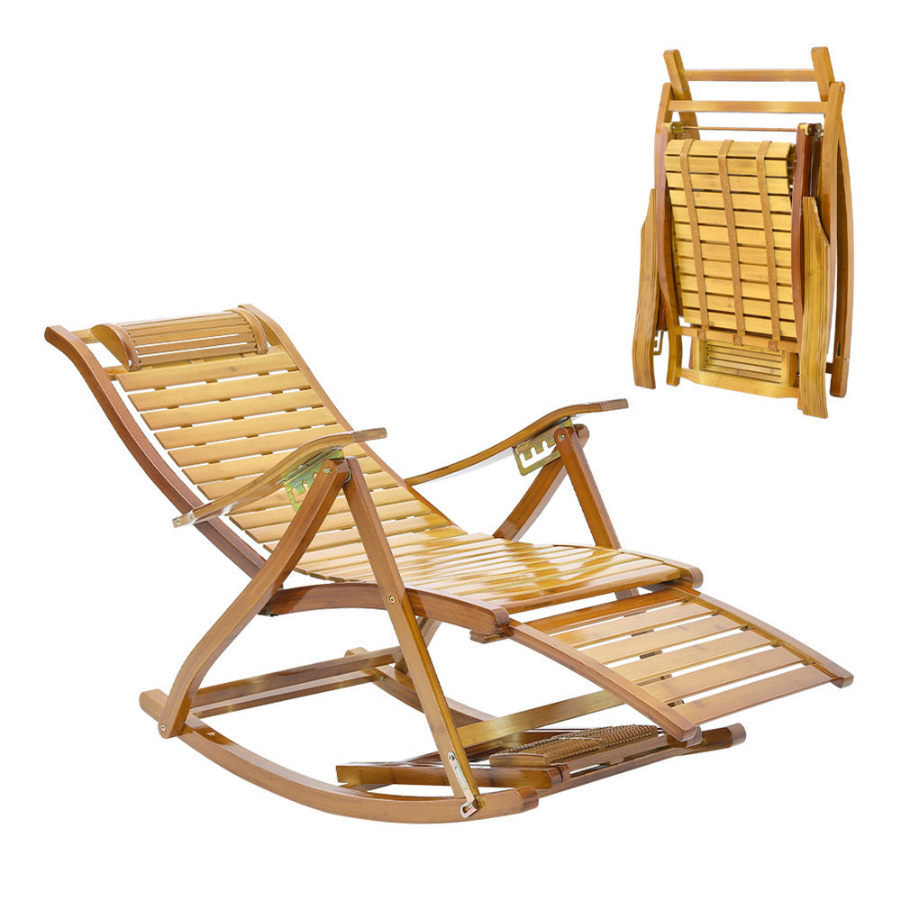 Bamboo Rocking Chair Foldable Recliner, Bamboo Chair, Natural Wood