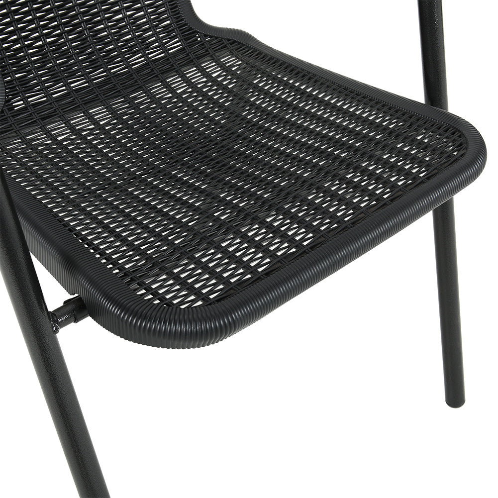 Set of 3 Garden Patio Glass Umbrella Round Table and Stackable Chairs Set