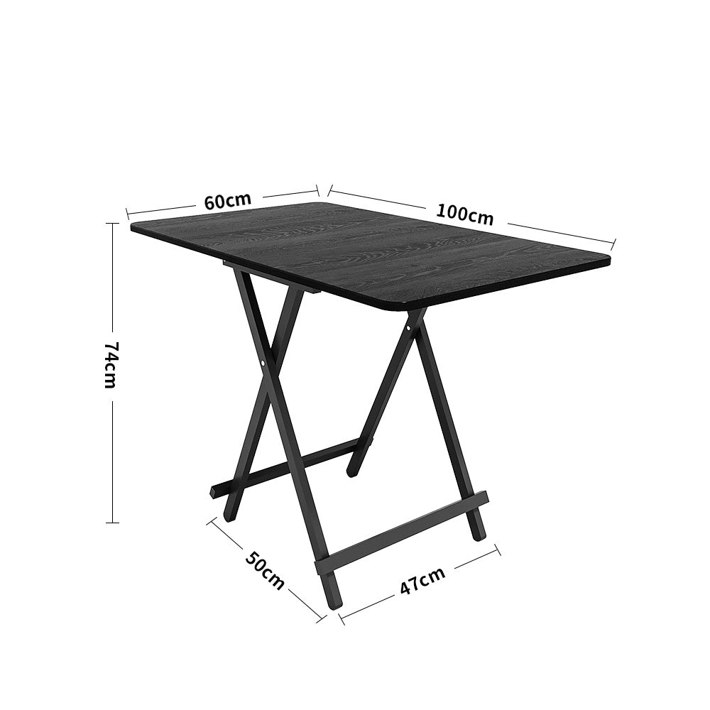 Black 100x60cm Folding Wooden Dining Table