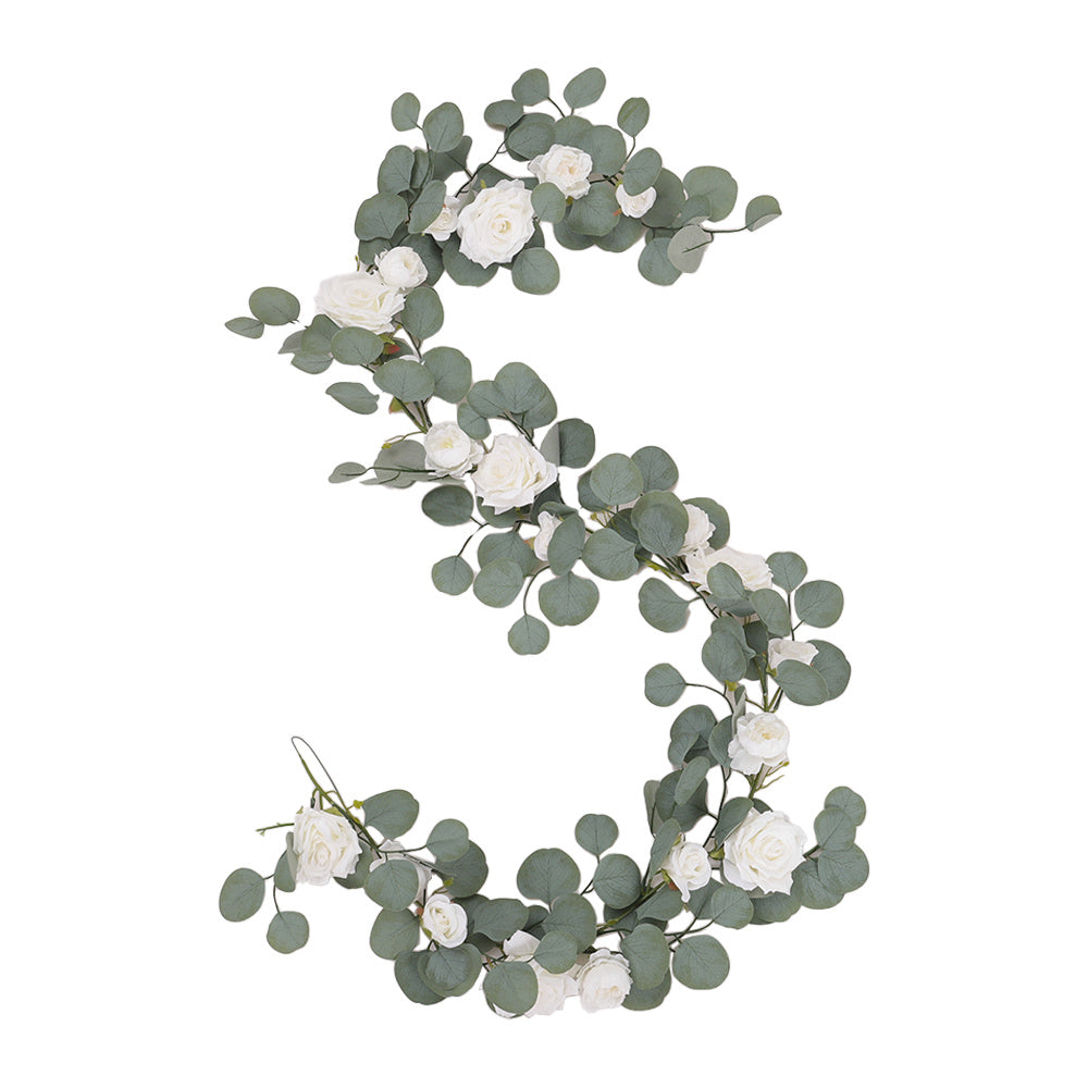 185cm Artificial Rose Eucalyptus Garland Vine Wall Hanging Decor