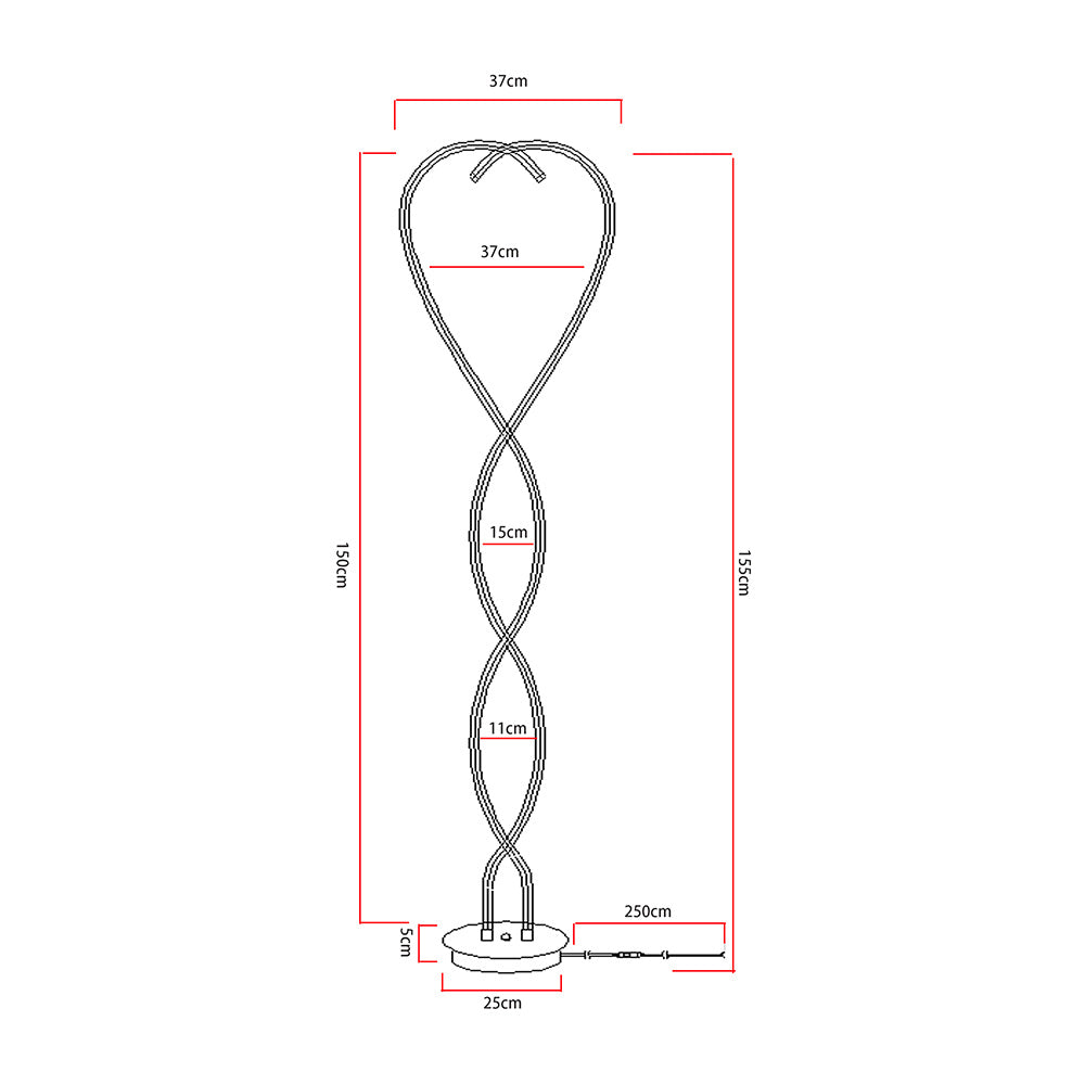 LED Living Room Love Heart Floor Lamp,Black