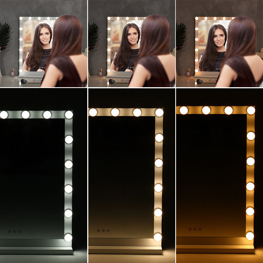 Dimmable LED Light Makeup Mirror for Bedroom, 52x62CM
