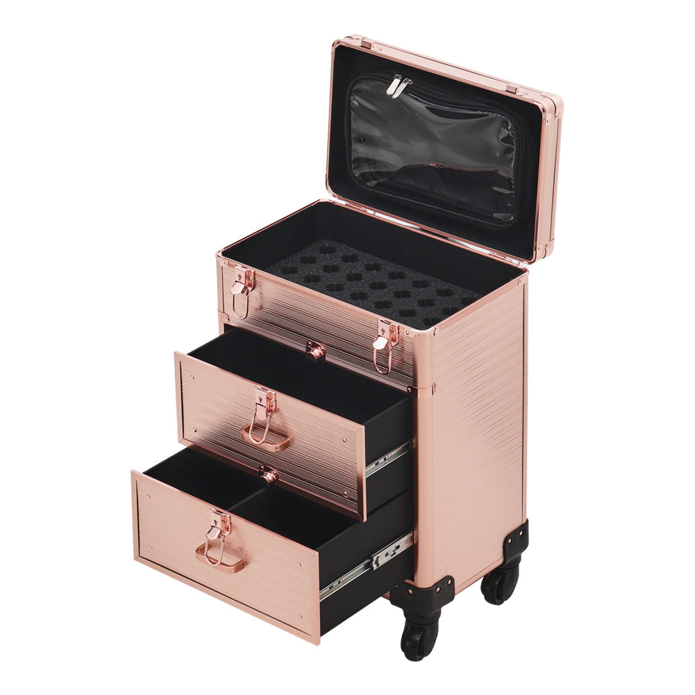 3in1 Portable Cosmetic Makeup Case Manicure Case with Drawers