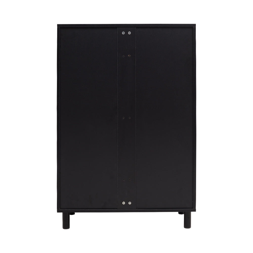 Brown 6 Tier Black Shoe Cabinet with Doors