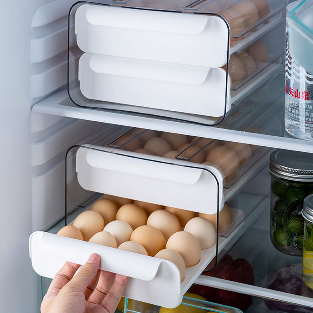 Double layer Transparent Egg Storage Drawer Box