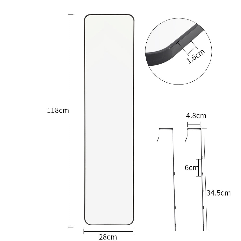 Full Length Mirror with Rounded Corners Door Hanging Black Mirror