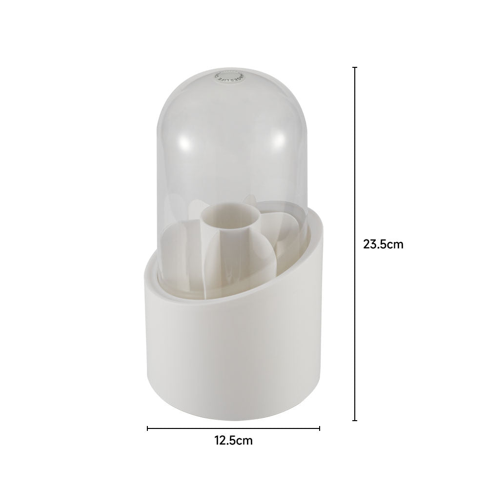 White Plastic Rotating Makeup Brush Cylinder Case