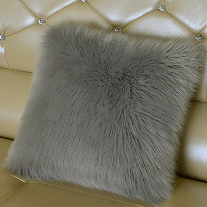 50x50CM Fluffy Faux Fur Plush Pillow Case Cover, Grey