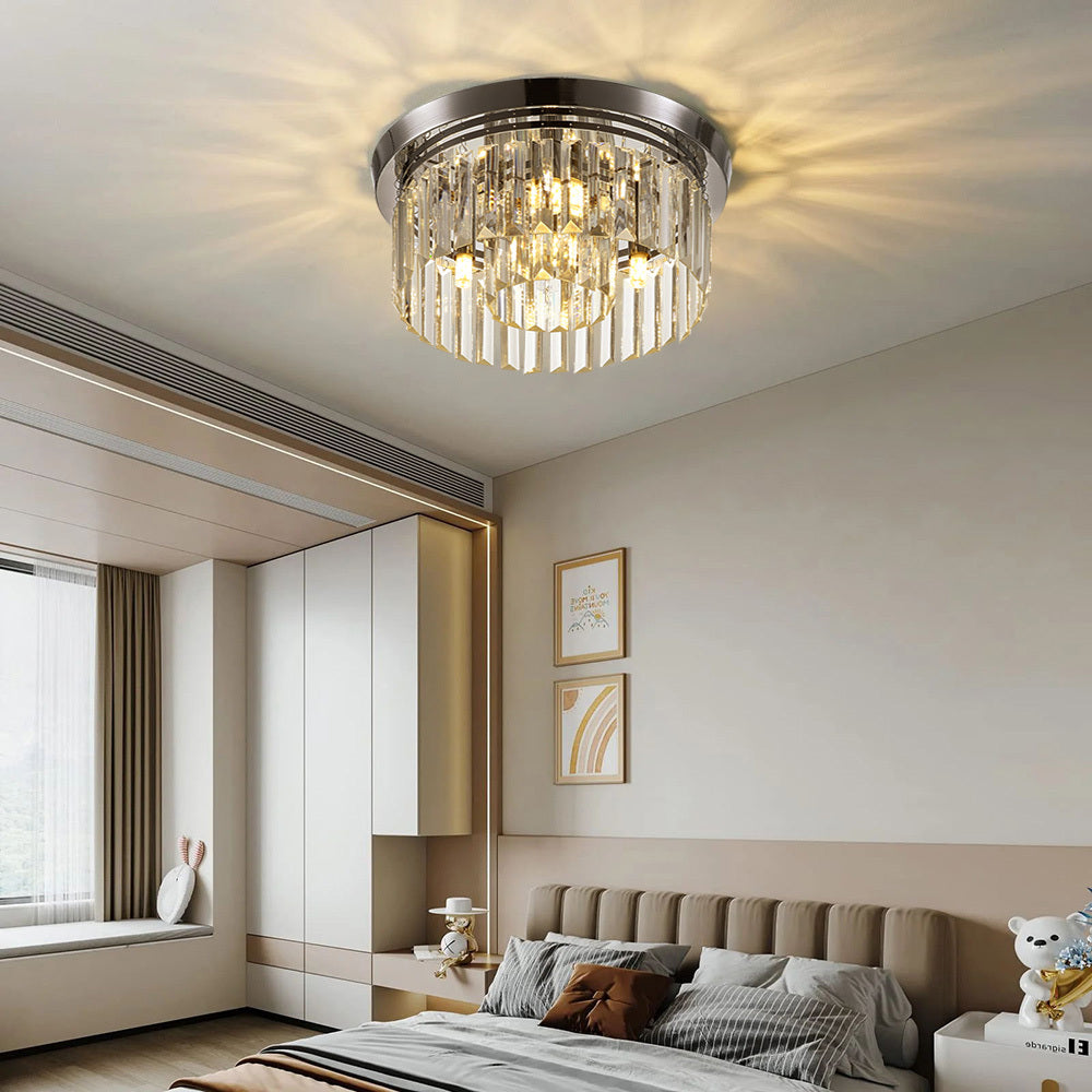 Round 40x15cm Chrome Modern Crystal LED Ceiling Light
