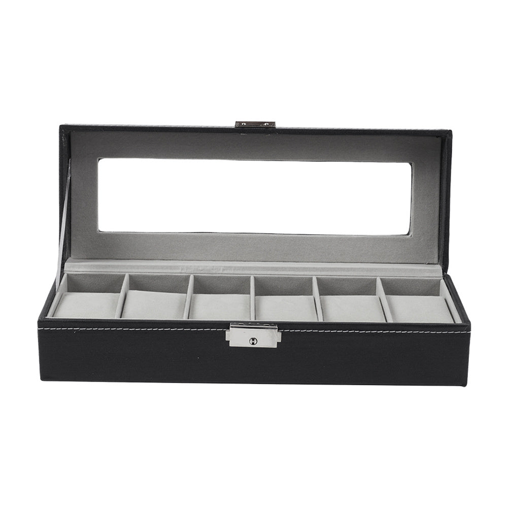 Faux Leather Watch Display Case with 6 Slots