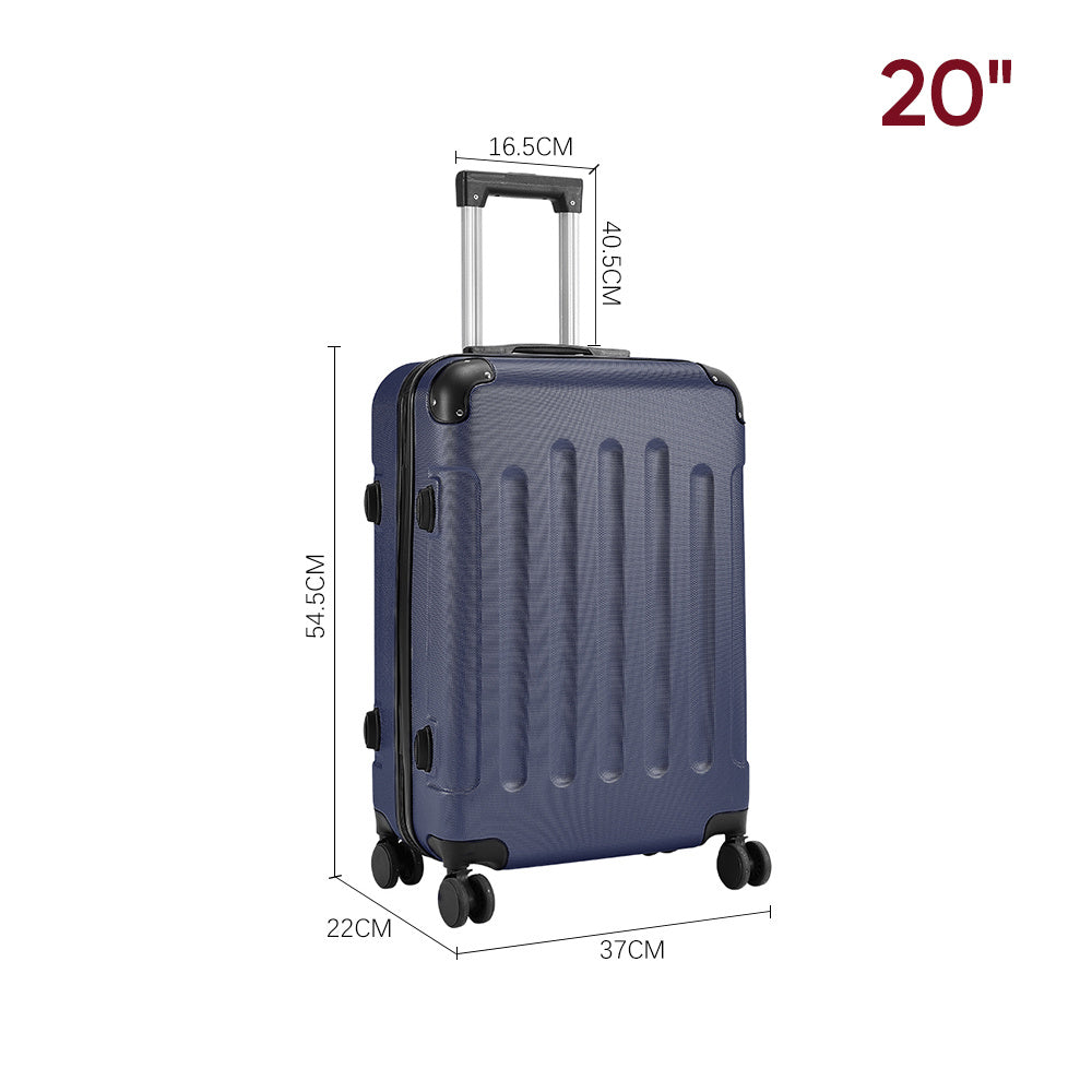 Blue 20 inch Hardside Travel Suitcase with Combination Lock