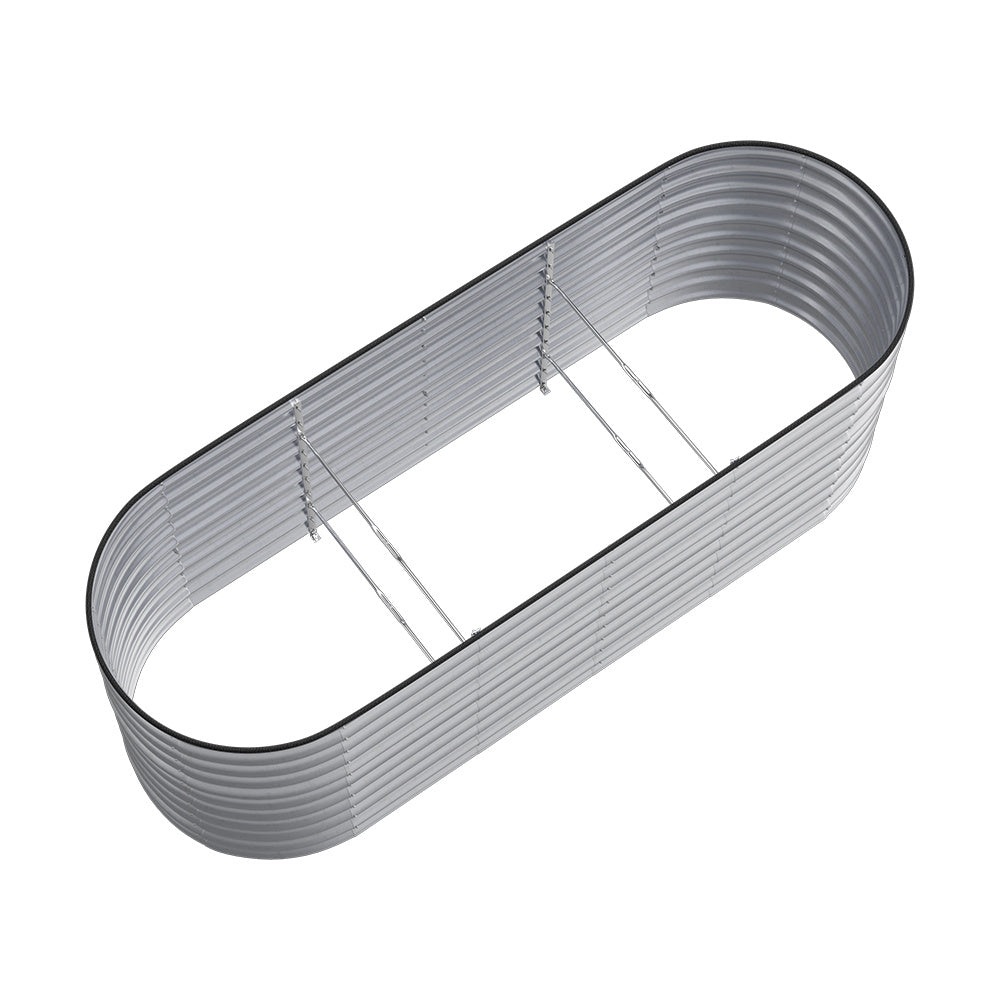 240cm Silver Oval Shaped Galvanized Steel Raised Garden Bed