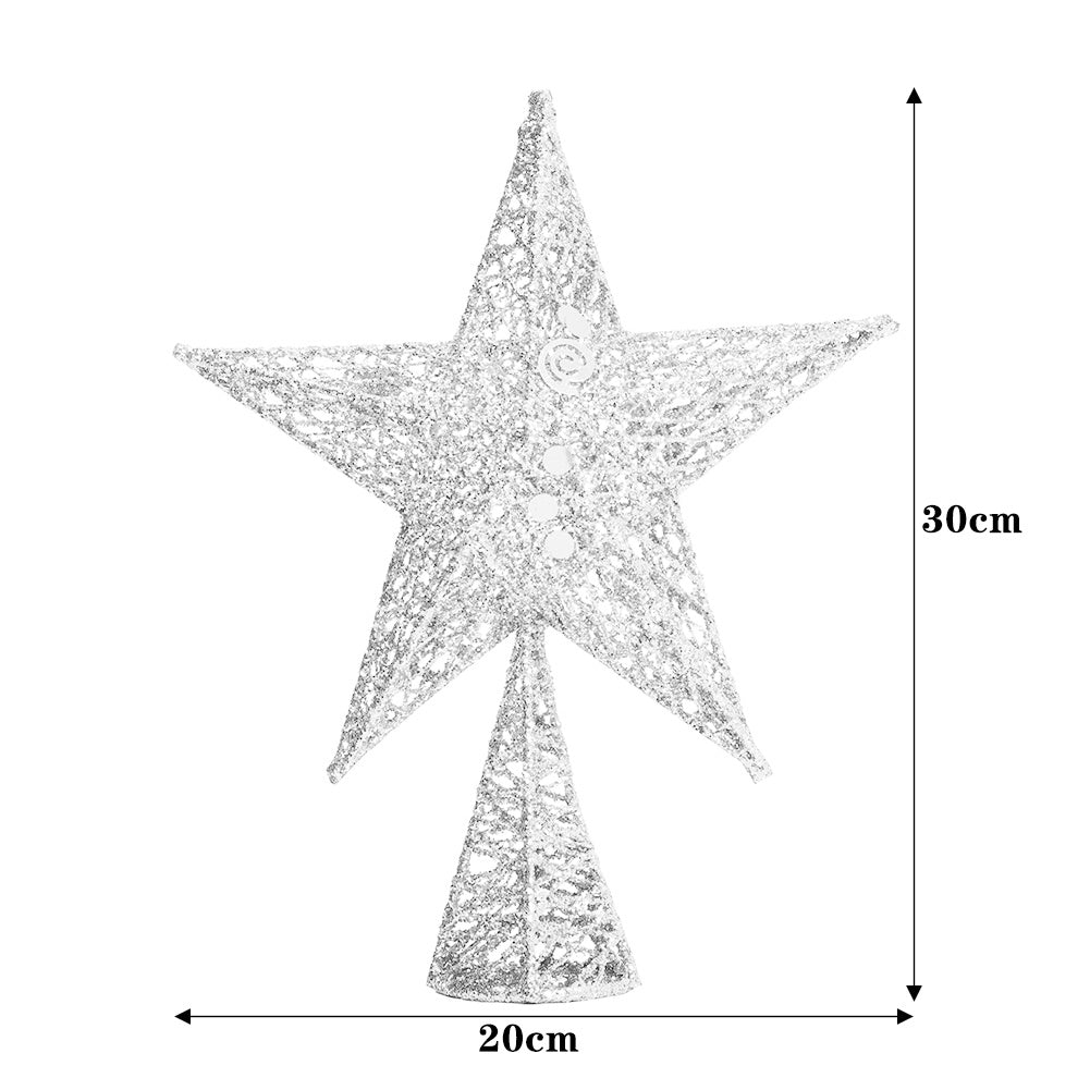 Iron Christmas Tree Topper Star Ornament Home Decor, Silver 20x30CM