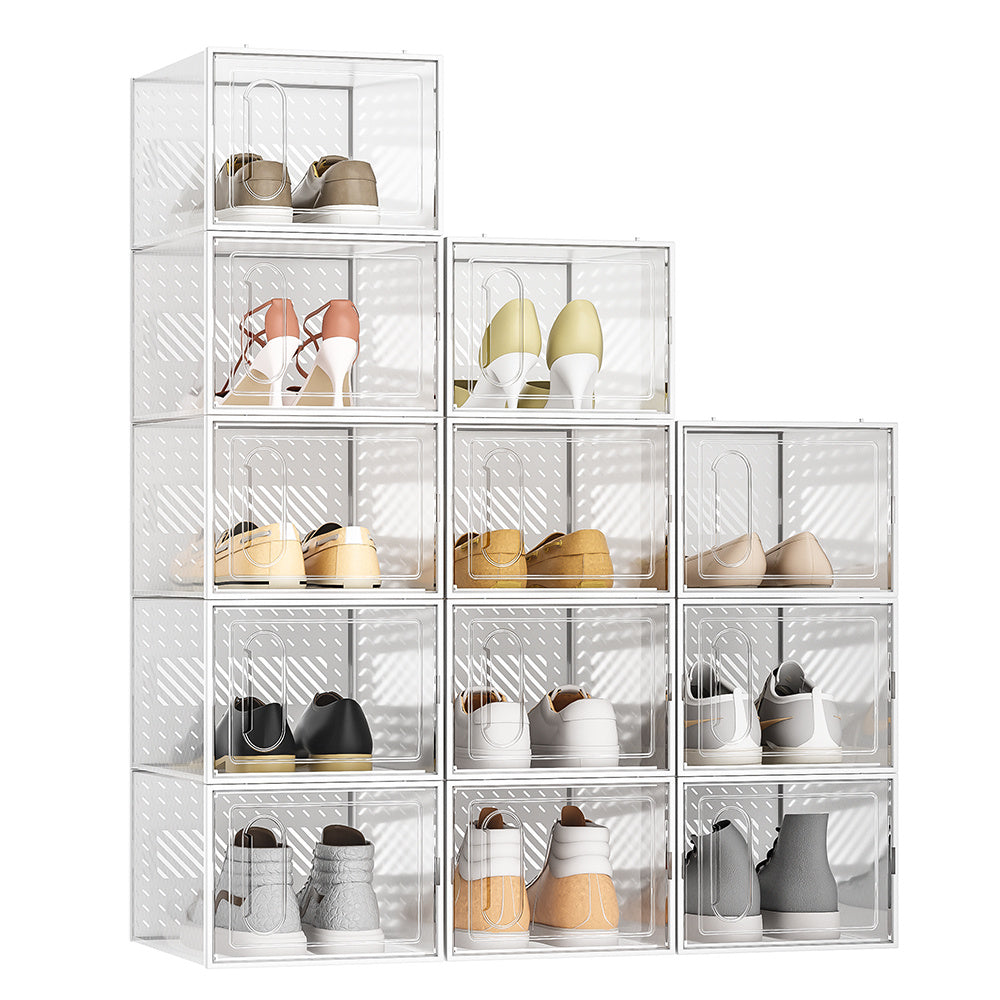 12 Pcs Plastic Shoe Storage Box,White