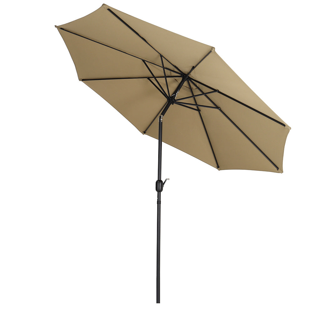3M Parasol Umbrella Patio Sun Shade Crank Tilt with Round Base, Taupe