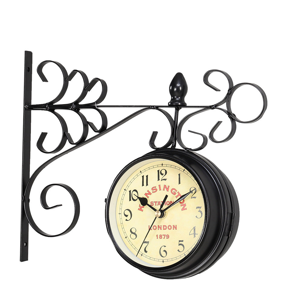 Black Antique Metal Double Sided Wall Clock