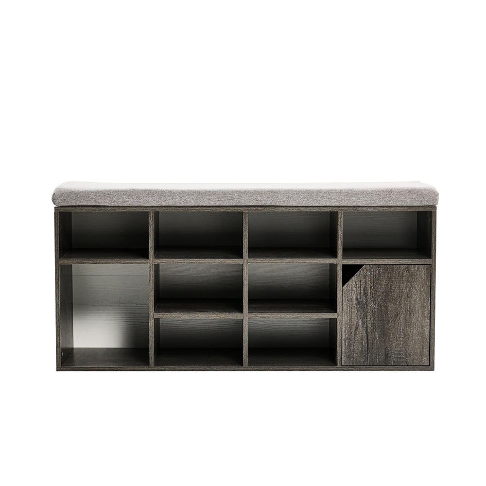 Grey Padded Shoe Storage Bench