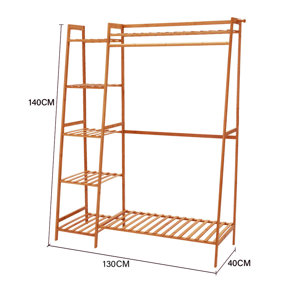 130cm Brown Bamboo Bedroom Garment Clothes Rack