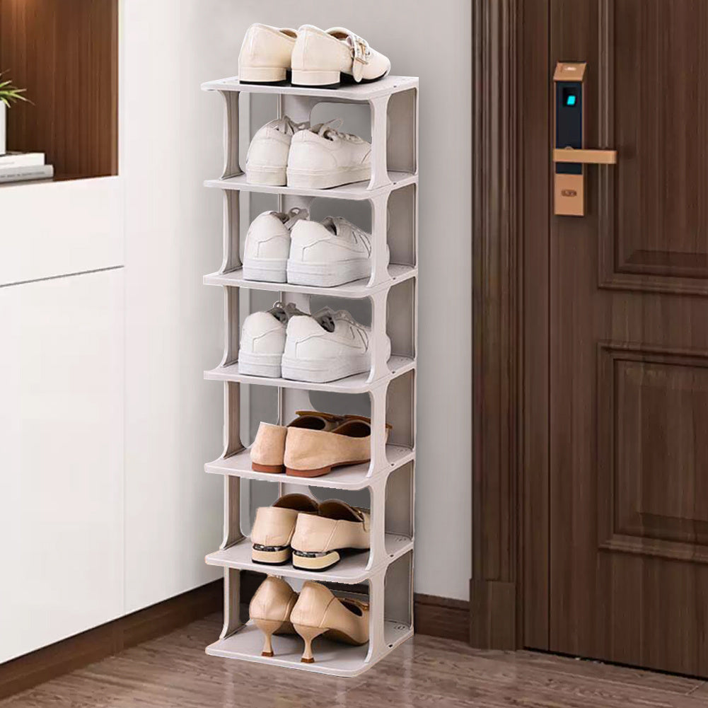 6 Tier Off White Plastic Shoe Rack