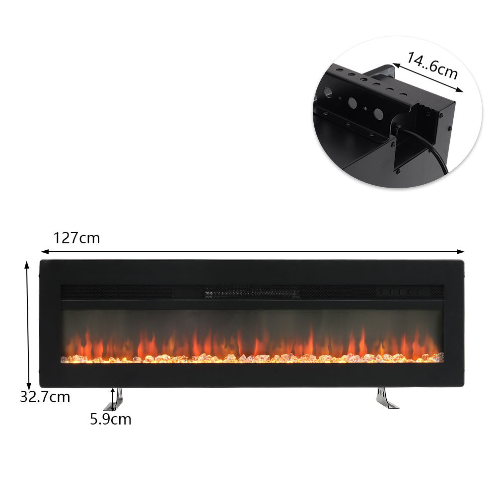 LED Electric Wall Fireplace 9 Flame Colours with Freestanding Leg, Black 50inch