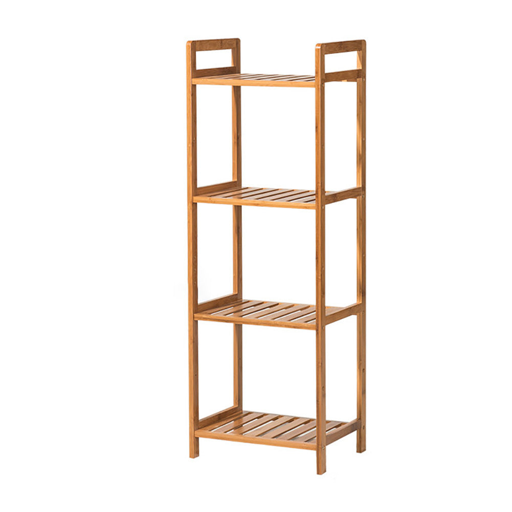 4 Tier Wood Minimalist Tiered Bamboo Bookshelf Rustic Storage Plant Stand