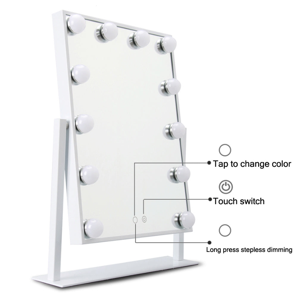 Large Makeup Dressing Mirror With 12 LED Light Touch Dimmable Bulb