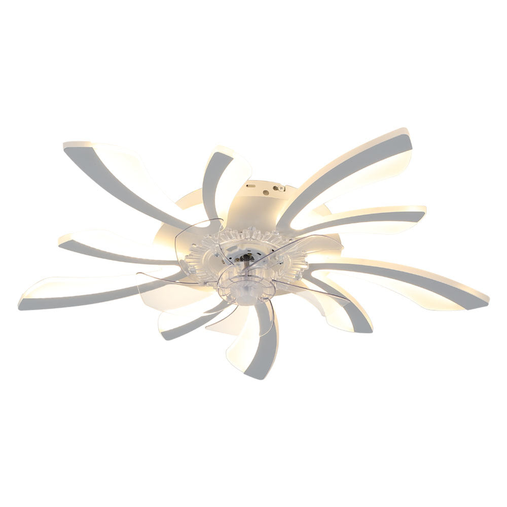 White Creative Ceiling Fan with LED Stepless Dimming Light