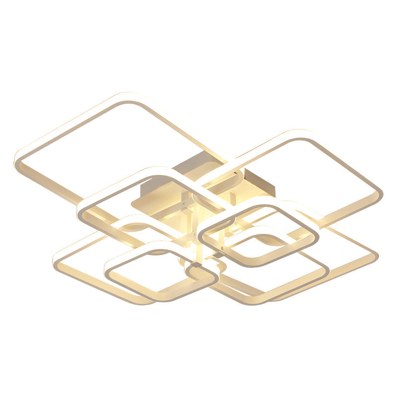 Square LED Dimmable Chandelier Ceiling Light With Remote, 8 Head