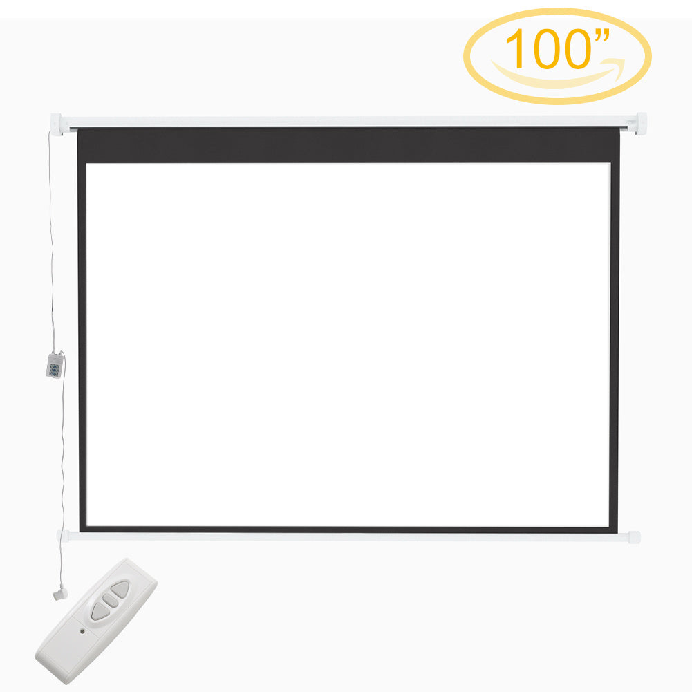 100 Inch Electric Projector Screen Matte White HD for School Home Cinema