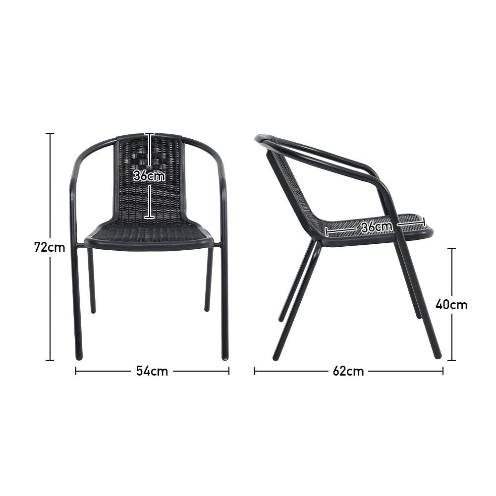 Set of 7 Garden 150CM Rectangle Glass Umbrella Table and Stackable Chairs Set