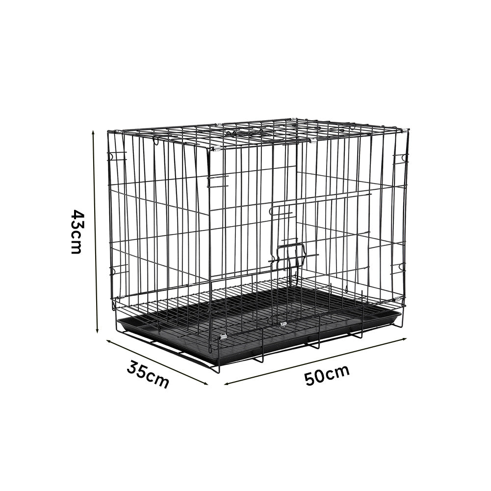 Medium Wire Dog Crate with 2 Doors and Tray 50cm