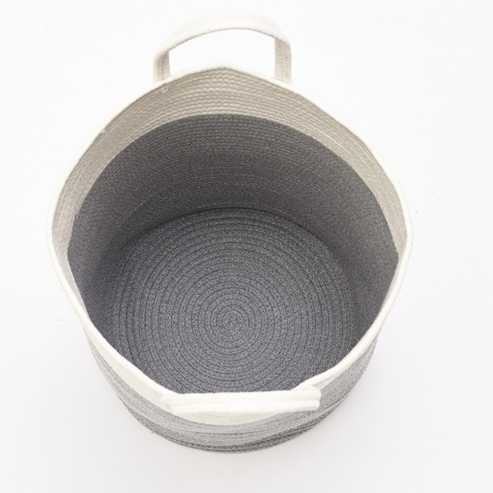 Large Cotton Rope Laundry Basket with Handle and Pompom